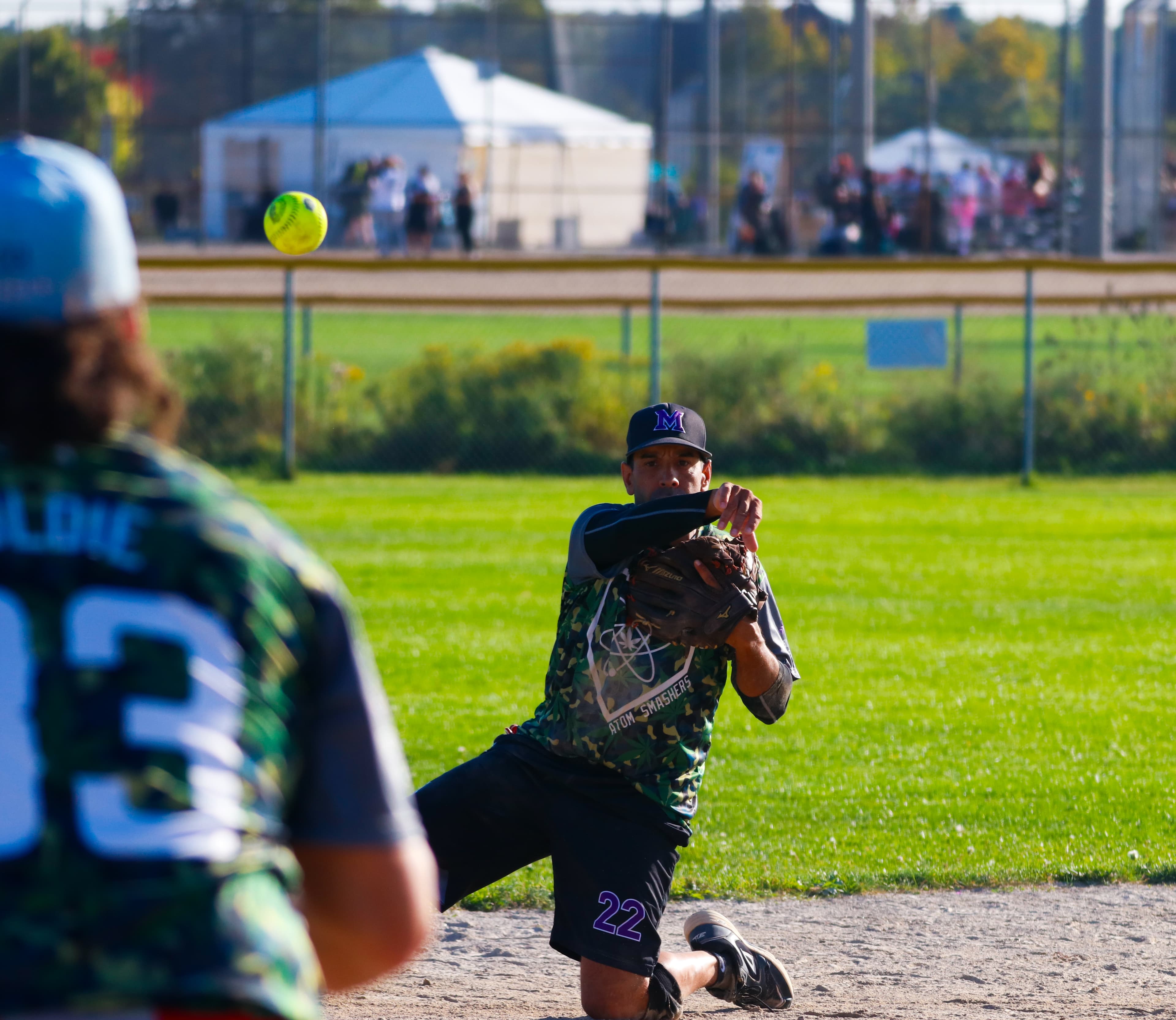 Throwing ball from knees